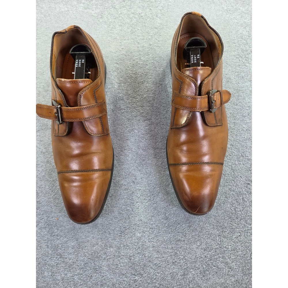Steve Madden Mens Monk Strap Cap Toe Dress Shoes Tan Leather Business Classic